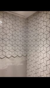 bathroom tiling in progress